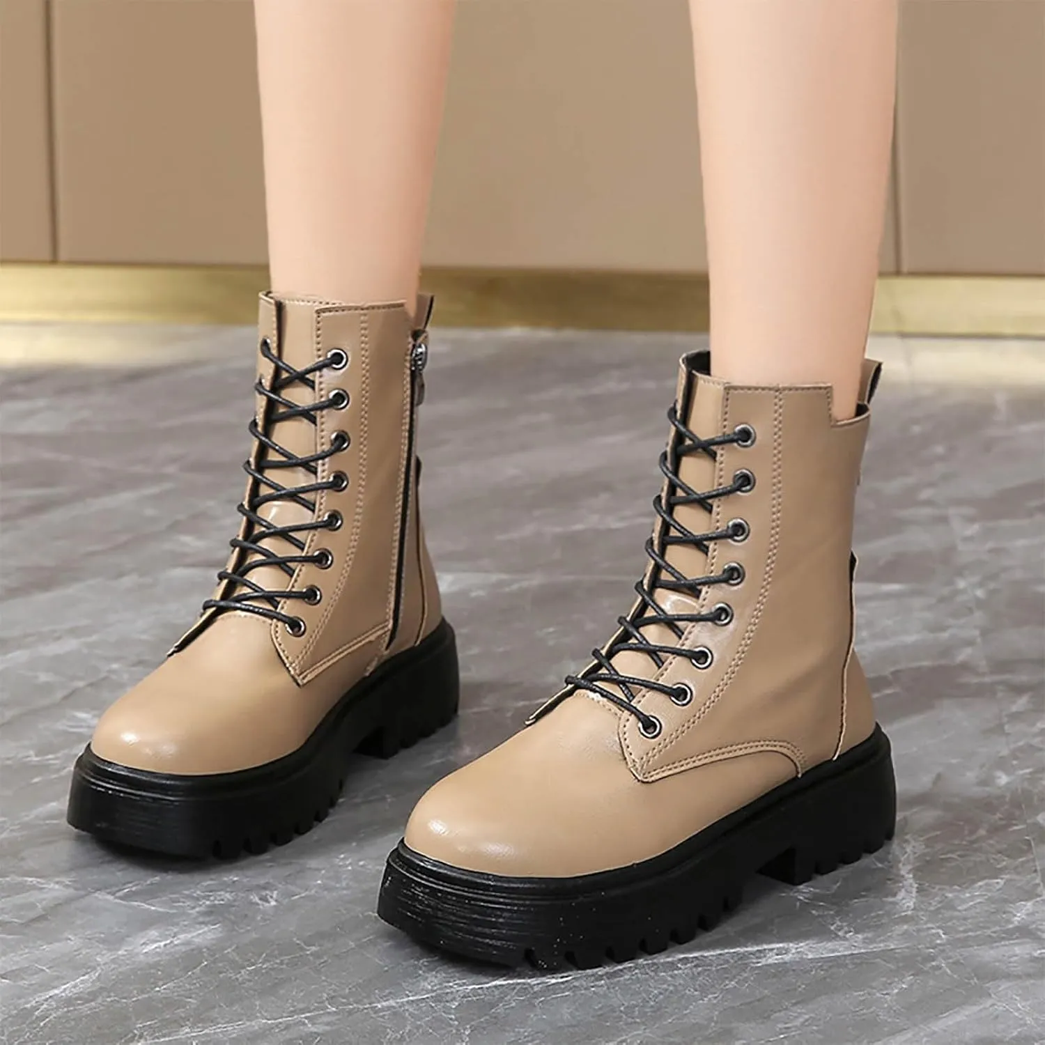 Work Hiking Snow Boots for Women - Waterproof Winter Ankle Shoes Non Slip Fashion Lightweight Casual Cute Fur Warm Booties