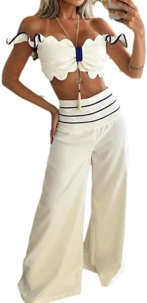 YELLOOP Boho Dresses for Women 2025 Two Piece Maxi Skirt Set Matching Sets Women Long Skirts Y2k Going Out Set