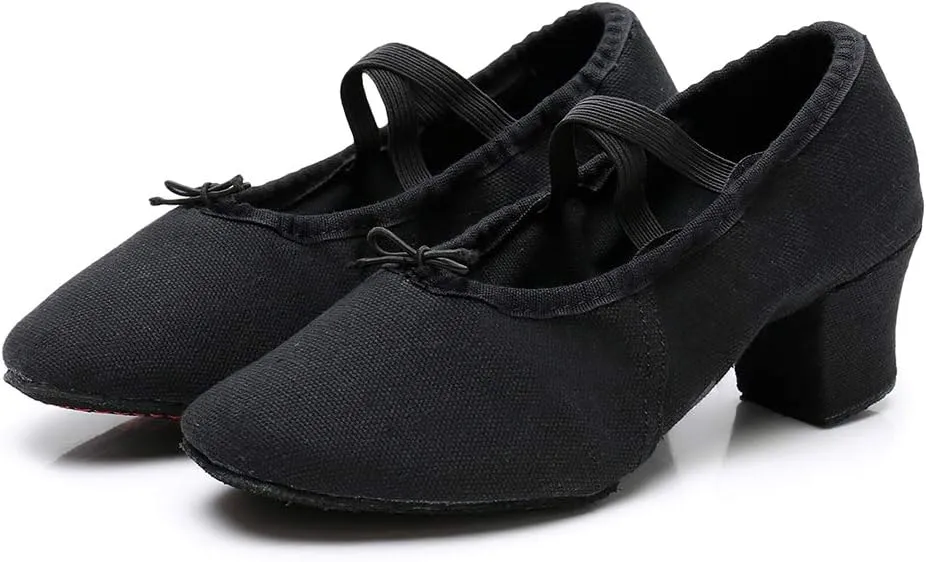 YKXLM Canvas Jazz Slip-On Dance Shoes for Adult Women,Model MFFBJSX