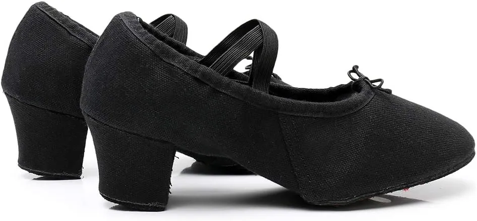 YKXLM Canvas Jazz Slip-On Dance Shoes for Adult Women,Model MFFBJSX