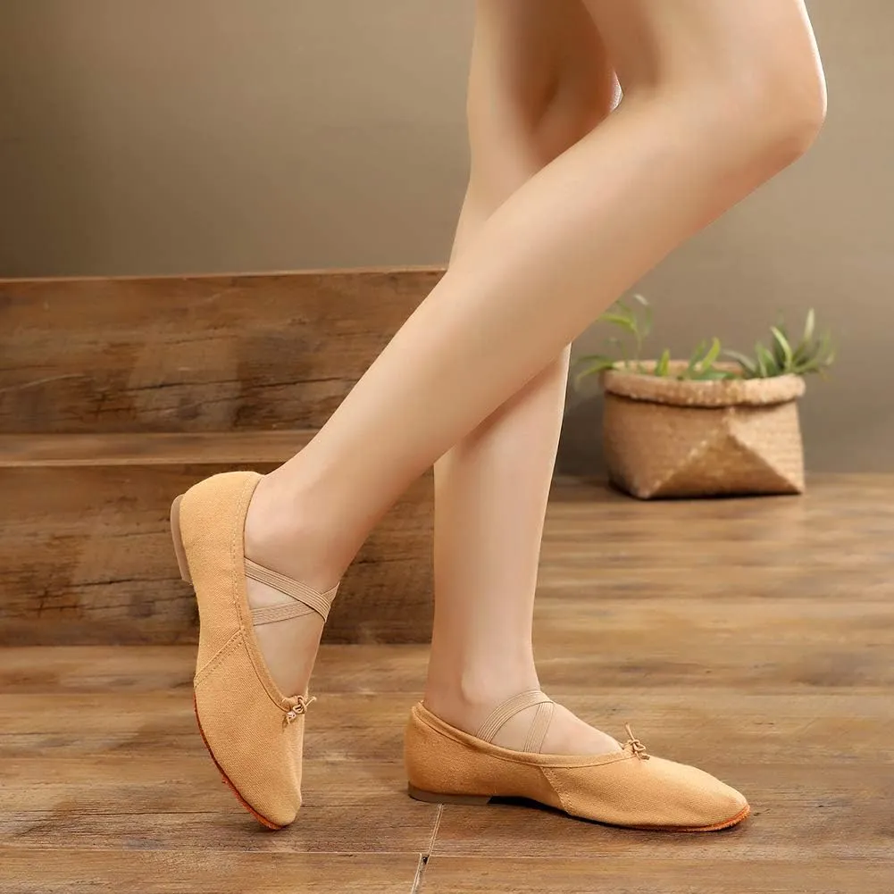 YKXLM Canvas Jazz Slip-On Dance Shoes for Adult Women,Model MFFBJSX