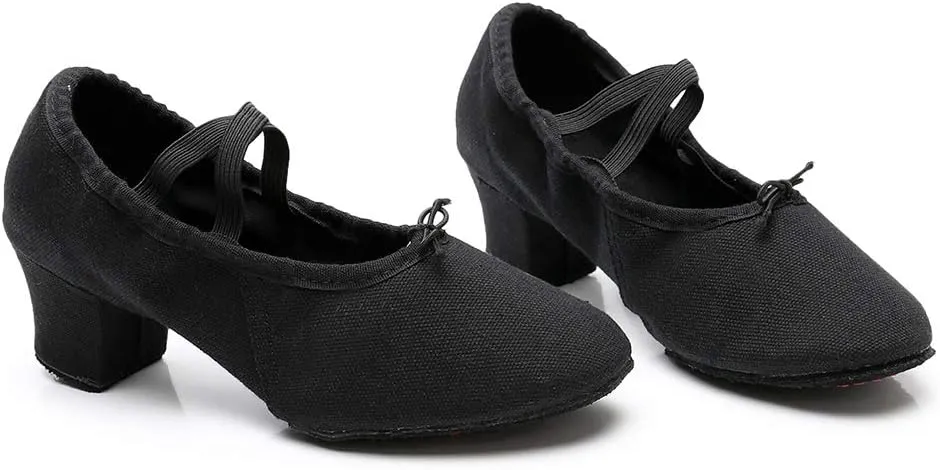YKXLM Canvas Jazz Slip-On Dance Shoes for Adult Women,Model MFFBJSX