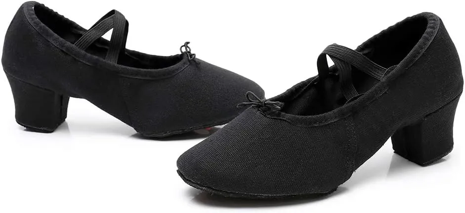YKXLM Canvas Jazz Slip-On Dance Shoes for Adult Women,Model MFFBJSX