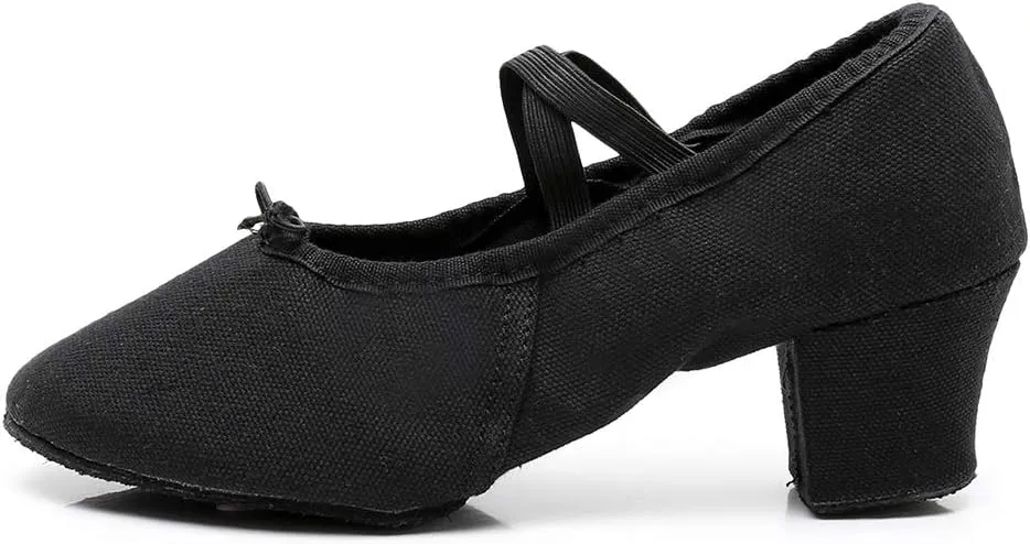 YKXLM Canvas Jazz Slip-On Dance Shoes for Adult Women,Model MFFBJSX