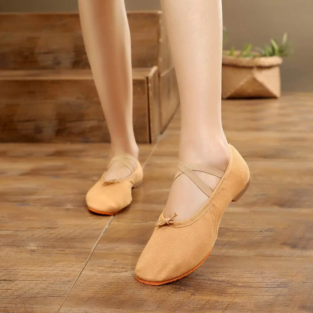YKXLM Canvas Jazz Slip-On Dance Shoes for Adult Women,Model MFFBJSX