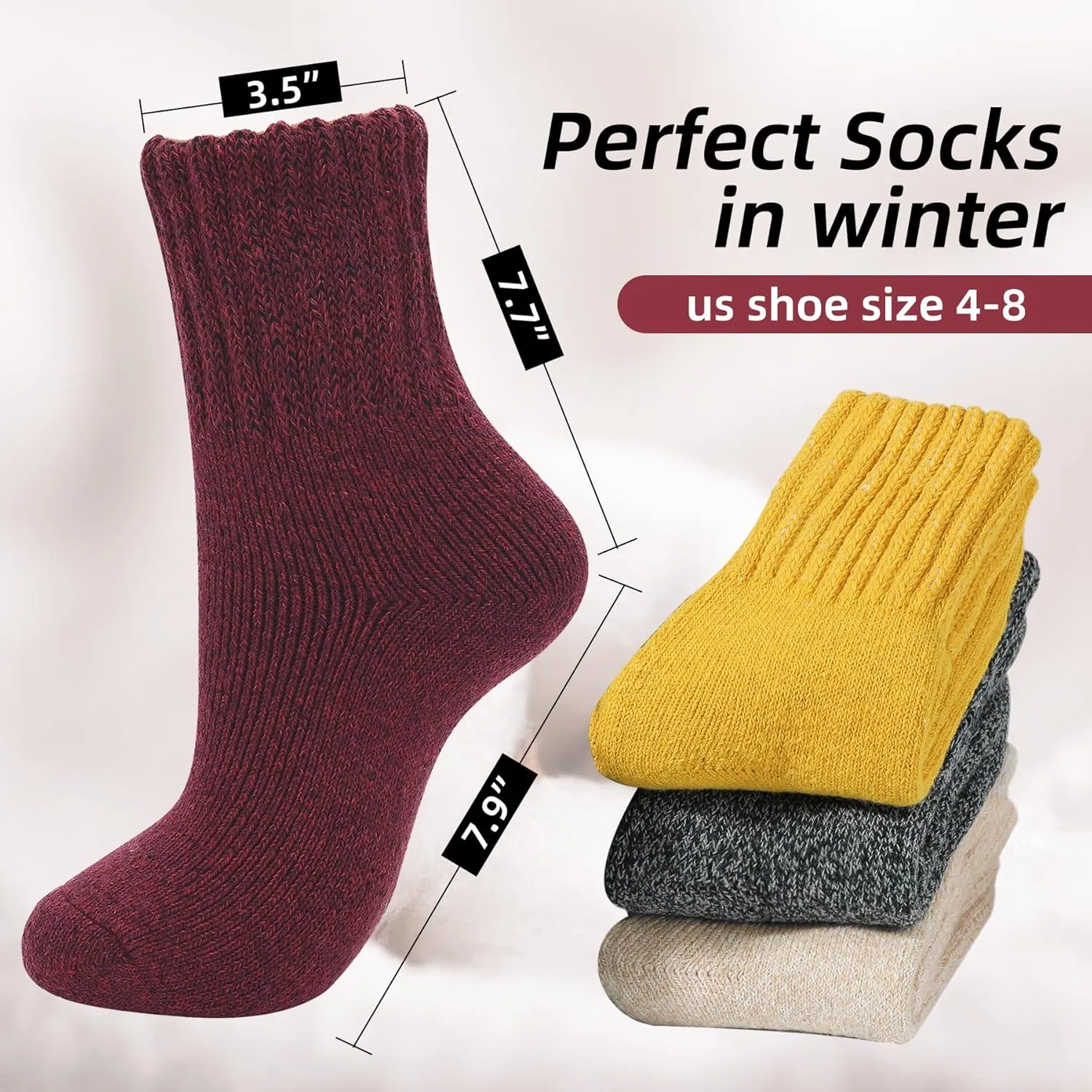 Zando Cozy Warm Wool Socks for Women - Cute Boot Crew Long Thick Socks
