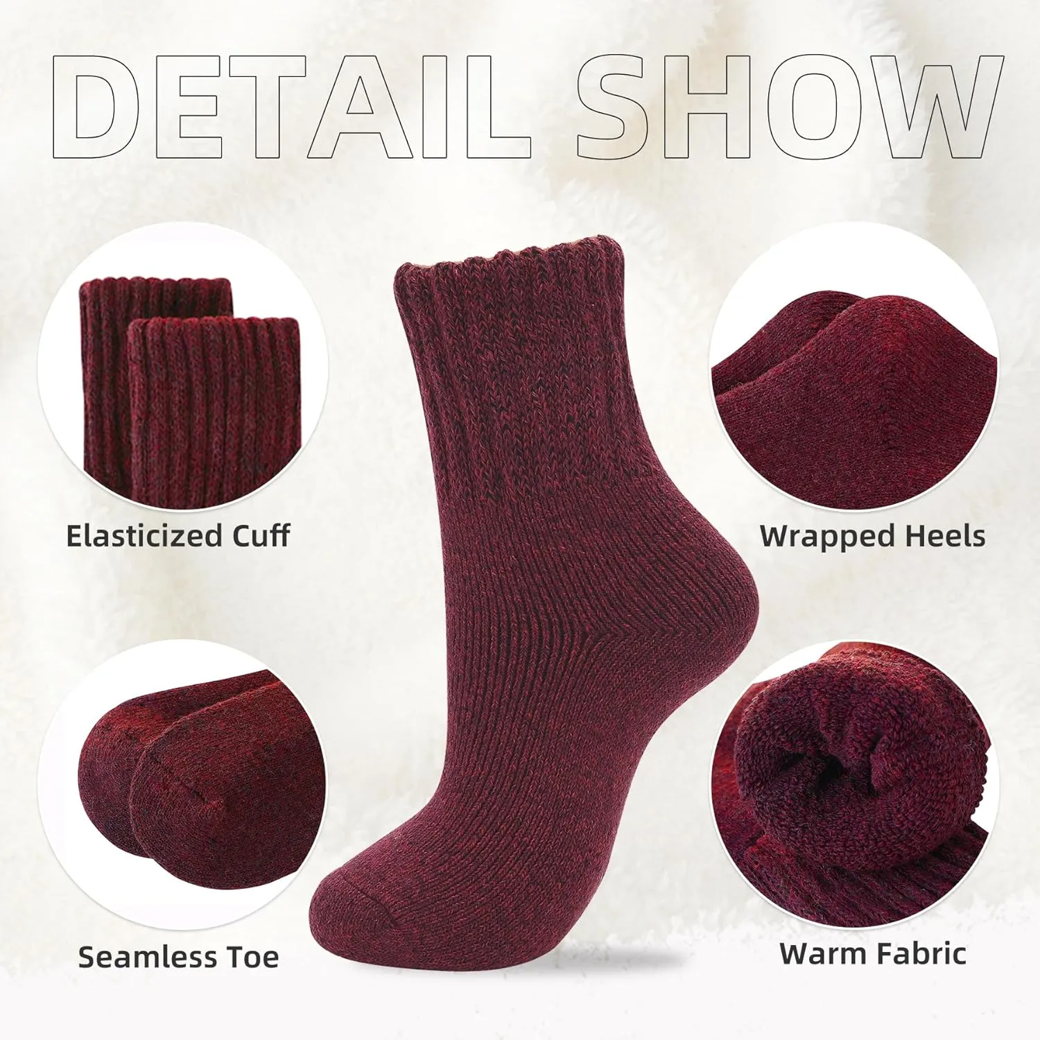 Zando Cozy Warm Wool Socks for Women - Cute Boot Crew Long Thick Socks