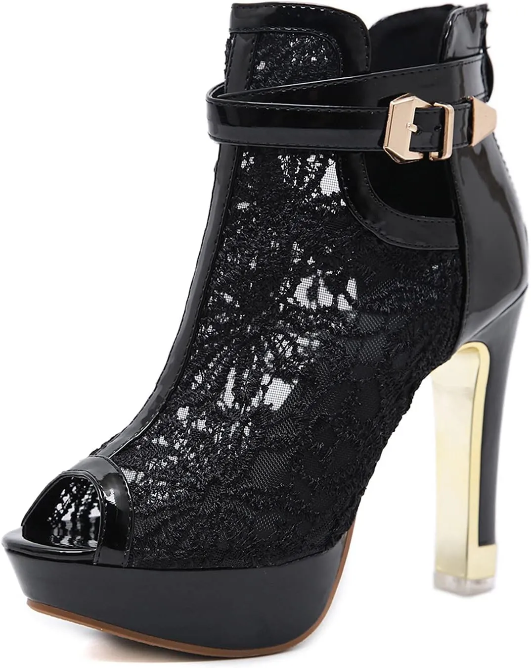 ZSpzx Stiletto Heels Sandals for Women Pointed Toe Peep Toes Embroidered Mesh Orthopedic Boots Sandal Ladies High Heel Cushion Footbed Adjustable Strappy Dressy Fashion Daily Wear Shoes